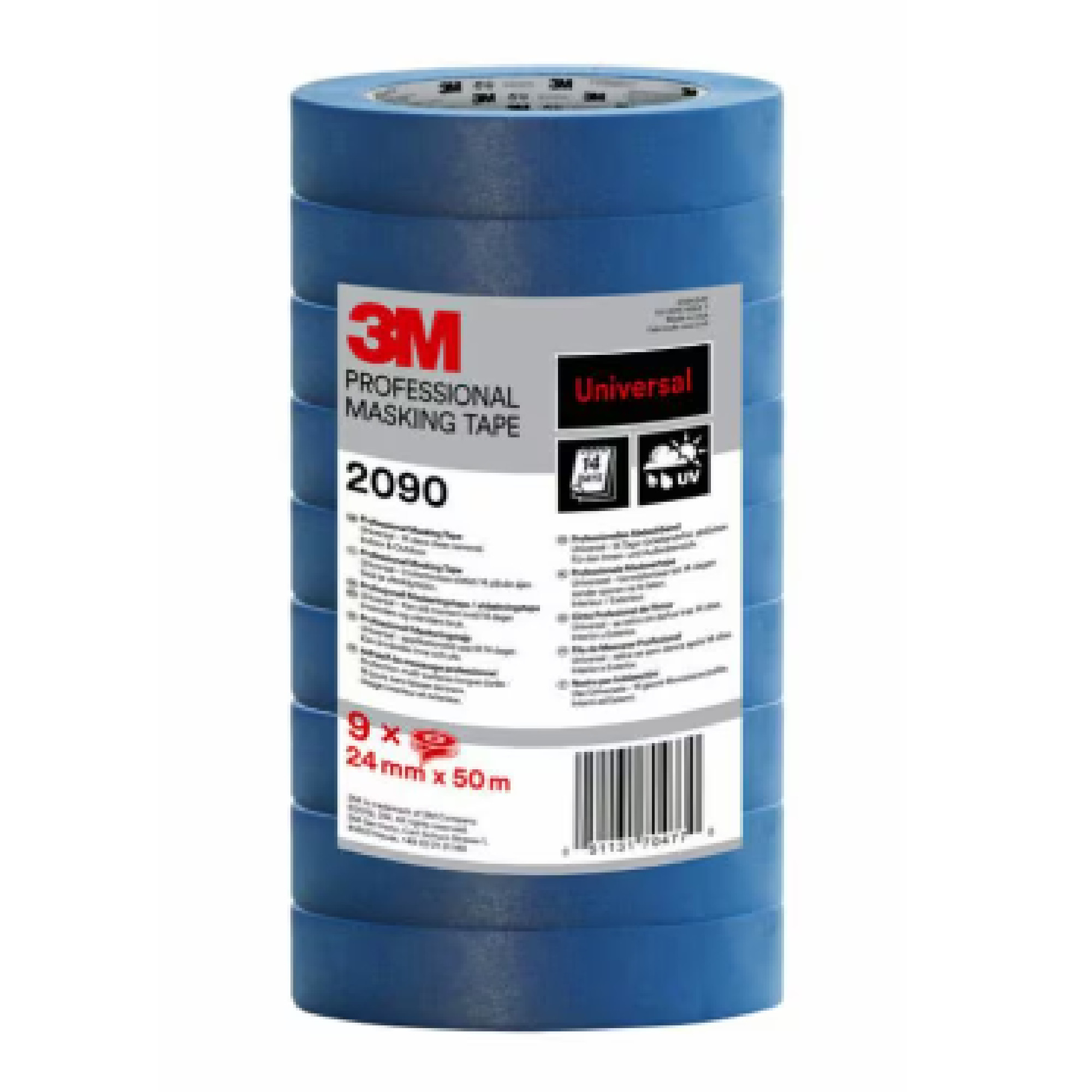 3M Malerabdeckband 2090 Universal, blau, 9 Rollen, 24mm × 50m